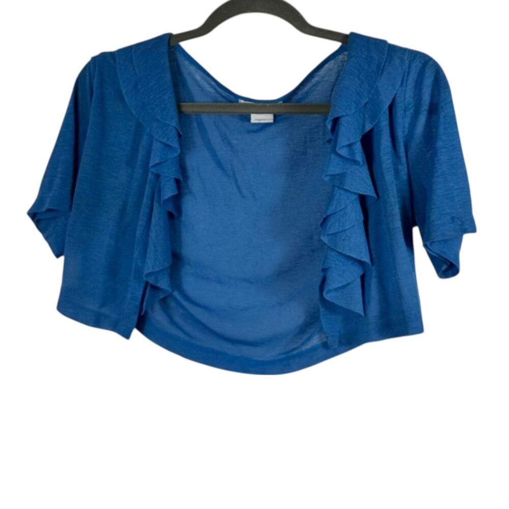 Love Love Lo Blue Short Sleeve Cardigan Large